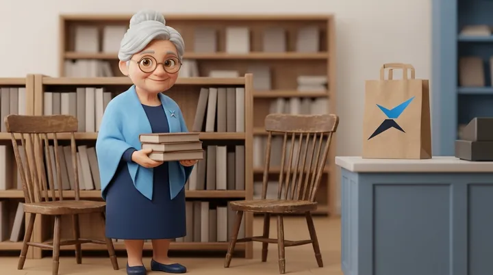 Grandma X at work: Book Store